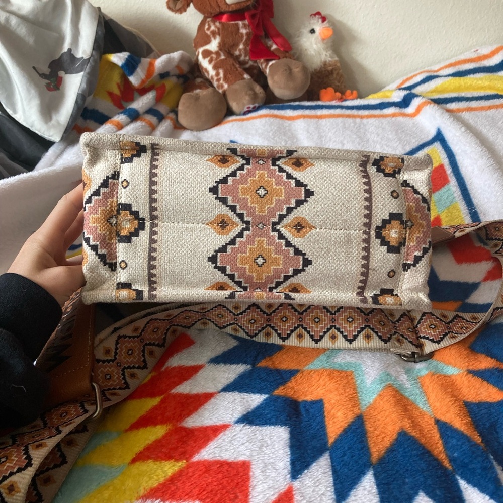 Boho Geometric Strap Canvas Bag - image 5